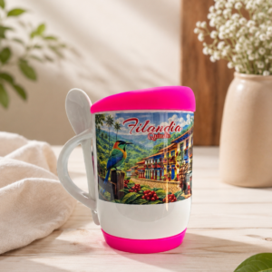 Taza Base y Tapa Silicona, con Cuchara.